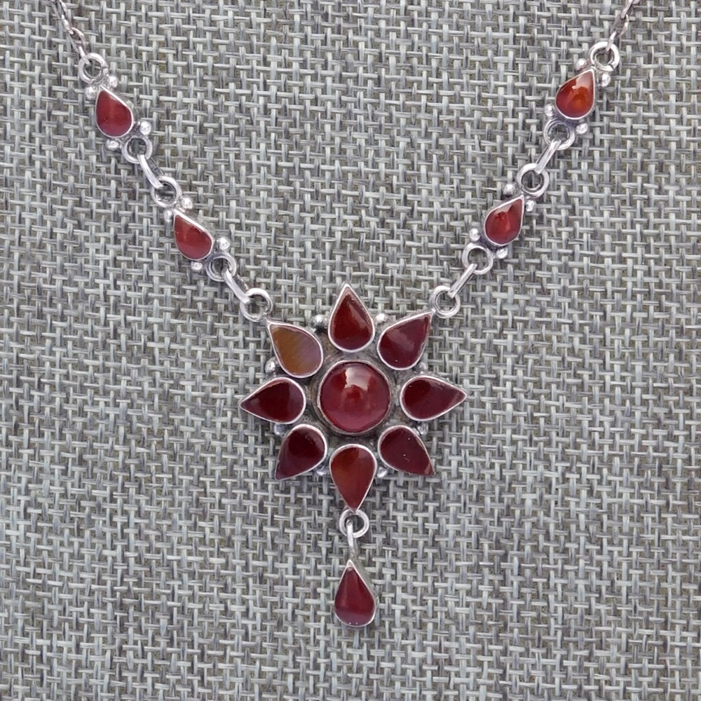 Very Vintage Southwest 950 Silver Carnelian Artisan Necklace